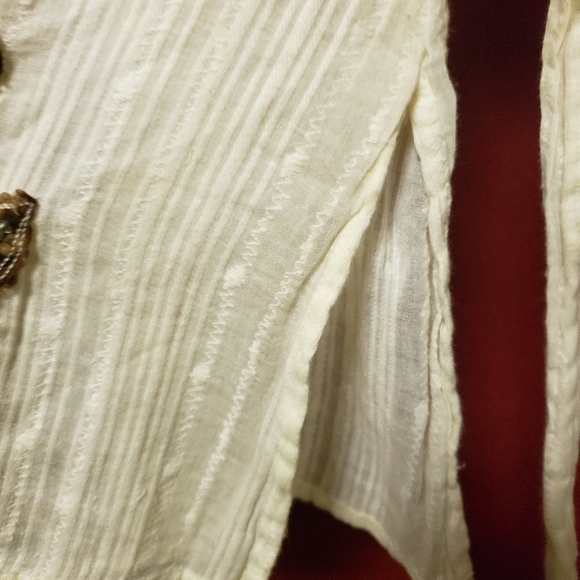 VINTAGE SEDUZIONE V NECK TOP W/ APPLIQUE/BEADS/STONES /SLIT BELL SLEEVES/S/ - Picture 7 of 9